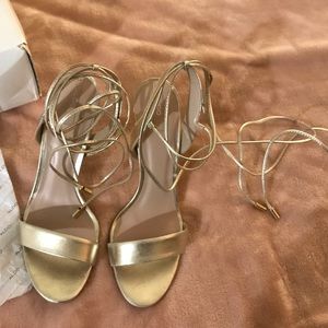 Sexy Gold Lace Up Heels